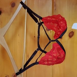 NWT Wicked Weasel heart lace bralette. Size Large